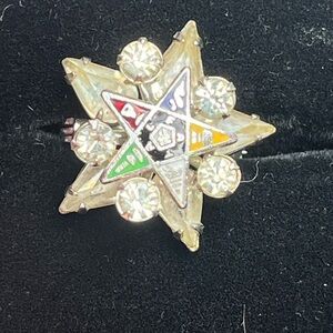 Vintage Masonic Order Of The Eastern Star Rhinestone Brooch